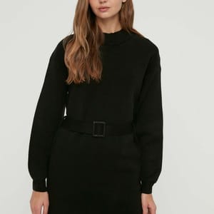 Black Crew Neck Knitted Women's Sweater Black Crew Neck Knitted Women's Sweater - Sweaters 22