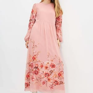 Floral Print Crew Neck Dress