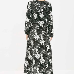 Crew Neck Balloon Sleeve Printed Dress Trendyol - Women's Party Dresses 19