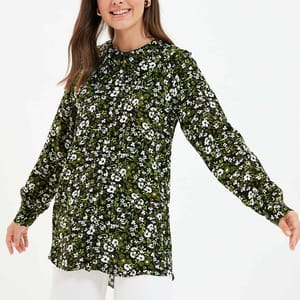 Floral Print Ruffle Detail Tunic