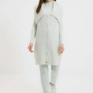 Buttoned Long Knitwear Sweater