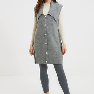 Buttoned Long Knitwear Sweater