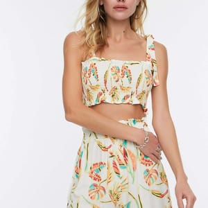 Floral Print Crop Top & Shorts Set