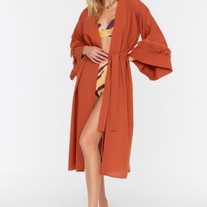 Tie Detail Longline Kimono