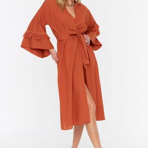 Tie Detail Longline Kimono