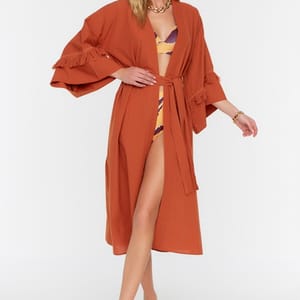 Tie Detail Longline Kimono