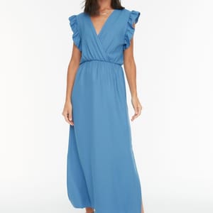 Sleeves Flounce Slit Surplice Dress - Party Dresses 23