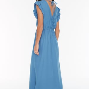 Sleeves Flounce Slit Surplice Dress - Party Dresses 24