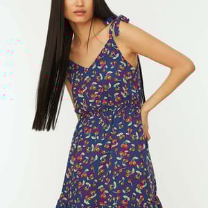 Floral Print Mini Dress Trendyol - Women's Mini Dresses 29
