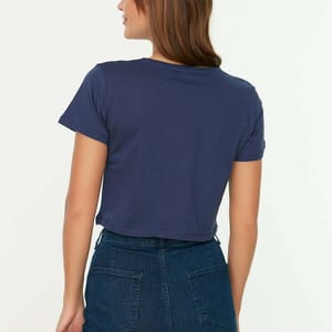Single Color Crew Neck Crop Women's T-Shirt Trendyol - Women's Casual T-Shirt 25