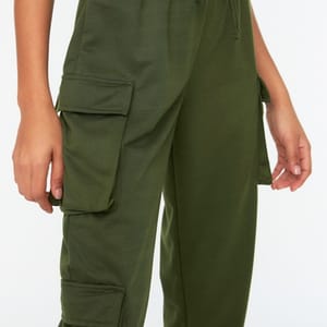 Navy Green Knitted Crop Top & Cargo Pants Women's Set - Co-ord Sets 16