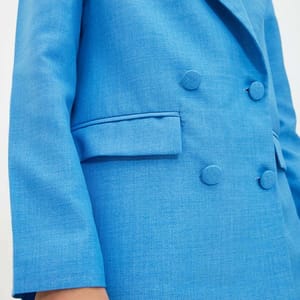 Sky Blue Button Detail Women's Blazer - Blazers & Coats 44