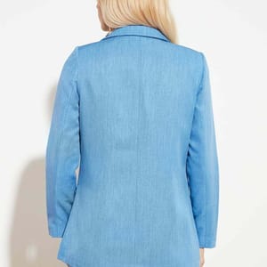 Sky Blue Button Detail Women's Blazer - Blazers & Coats 49