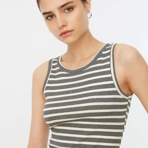 Striped Sweat Dress - Mini Dresses 21