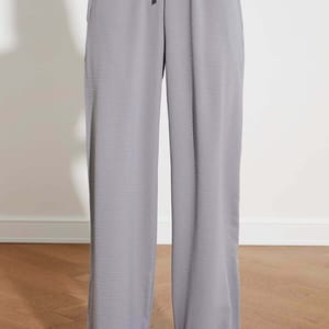Grey Pegged Wide Leg Women's Trouser - Trousers 23