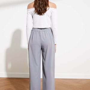 Grey Pegged Wide Leg Women's Trouser - Trousers 24