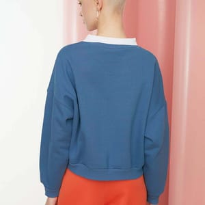 Blue Front Print Graphic Women's Sweatshirt - Sweatshirts 24