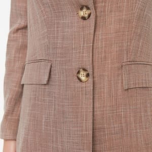 Brown Button Detail Women's Blazer - Blazers & Coats 36