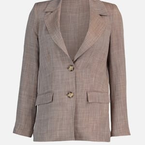Brown Button Detail Women's Blazer - Blazers & Coats 38