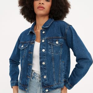 Blue Pocket Detail Denim Long Sleeve Women's Jacket