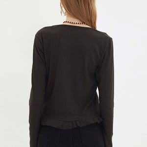 Black V-Neck Knitted Long Sleeve Women's Cardigan Black V-Neck Knitted Long Sleeve Women's Cardigan - Cardigans 19