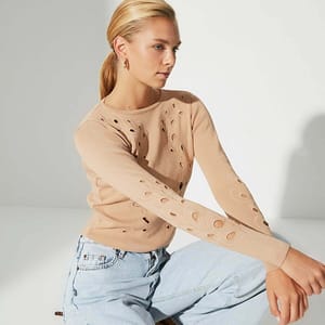Cut Out Knitted Sweater - Sweaters 19