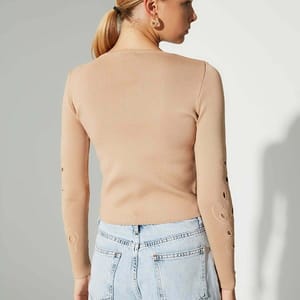 Cut Out Knitted Sweater - Sweaters 23