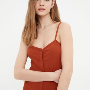 Front Split Button Detail Knitted Dress Front Split Button Detail Knitted Dress - Party Dresses 27