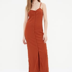 Front Split Button Detail Knitted Dress