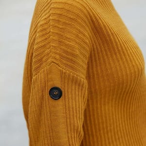 Yellow High Neck Knitted Embroidery Women's Sweater - Sweaters 18
