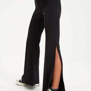 Wide Boot-Cut Leg Tapered Slit Women's Pants - Trousers 28