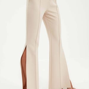 Wide Boot-Cut Leg Tapered Slit Women's Pants Wide Boot-Cut Leg Tapered Slit Women's Pants - Trousers 48