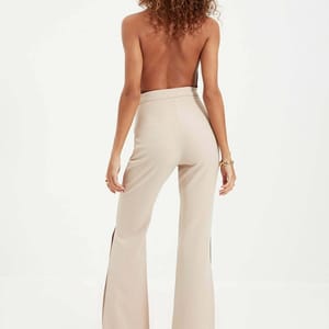 Wide Boot-Cut Leg Tapered Slit Women's Pants Wide Boot-Cut Leg Tapered Slit Women's Pants - Trousers 49