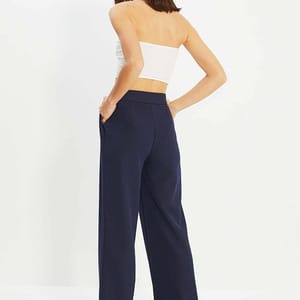Navy Straight Blue Wide Leg Women's Pants Navy Straight Blue Wide Leg Women's Pants - Trousers 43