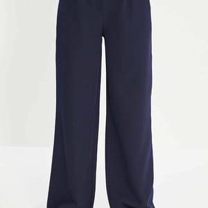 Navy Straight Blue Wide Leg Women's Pants Navy Straight Blue Wide Leg Women's Pants - Trousers 44