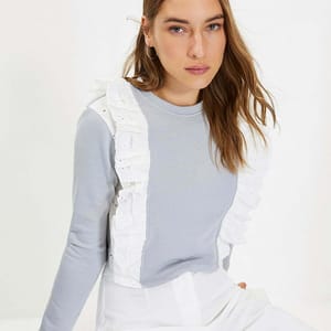 Lace Detail Sweatshirt - Sweatshirts 23