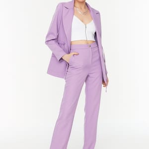 Purple High Waist Women's Pant - Formal Pants 30