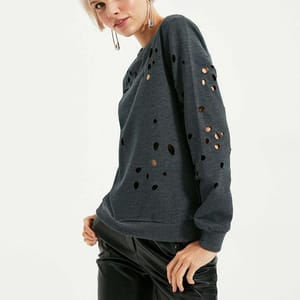 Crew Neck Cut Out Detail Sweatshirt Crew Neck Cut Out Detail Sweatshirt - Sweatshirts 23