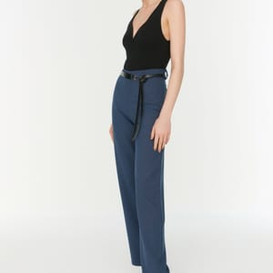Navy Blue High Waist Women's Pants Navy Blue High Waist Women's Pant - Formal Pants 22