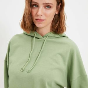 Mint Knitted Cropped Women's Hoodie - Hoodies 17