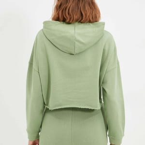 Mint Knitted Cropped Women's Hoodie - Hoodies 19