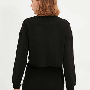 Crew Neck Knitted Cropped Women's Sweatshirt - Sweatshirts 53