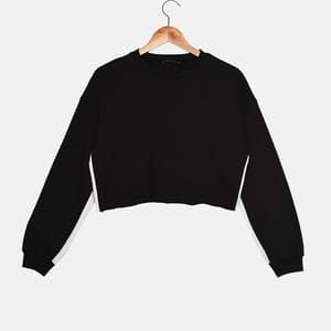 Crew Neck Knitted Cropped Women's Sweatshirt - Sweatshirts 54