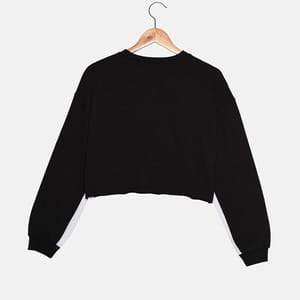 Crew Neck Knitted Cropped Women's Sweatshirt - Sweatshirts 55