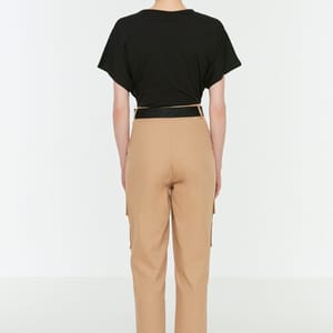Beige Cargo Pocket Detail Women's Pants - Relaxed Pants 24