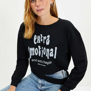 Graphic Knitted Cut Out Women's Sweatshirt - Sweatshirts 64