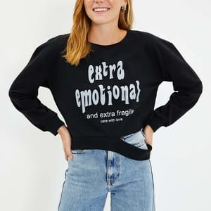 Graphic Knitted Cut Out Women's Sweatshirt - Sweatshirts 54