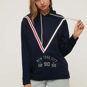 Stripe Detail Printed Hooded Knitted Sweatshirt Stripe Detail Printed Hooded Knitted Sweatshirt - Hoodies 40