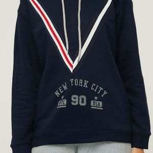 Stripe Detail Printed Hooded Knitted Sweatshirt Stripe Detail Printed Hooded Knitted Sweatshirt - Hoodies 42