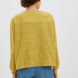Yellow Chest Embroidered Knitted Women's Sweatshirt - Sweatshirts 24